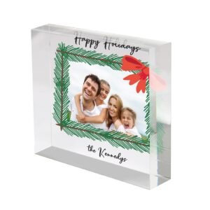 Personalised Pine Wreath frame Acrylic Photo Block