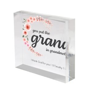 Grand Grandmother, Mother's Day Acrylic Block, Birthday Present, Home decor gift, Office paper Weight