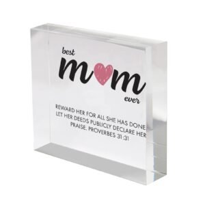 Best Mum Ever, Mother's Day Acrylic Block, Birthday Present, Home decor gift, Office paper Weight
