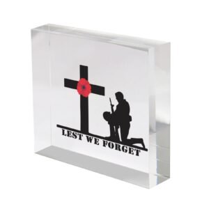 Remembrance Day Soldier and Poppy Acrylic Block