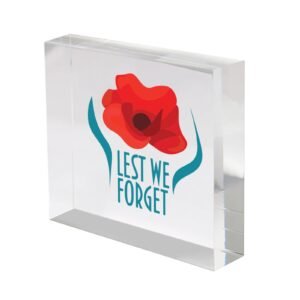 Remembrance Day  Lest We Forget Poppy Acrylic Block