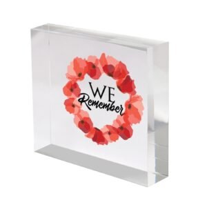 Remembrance Day Poppy Wreath Acrylic Block