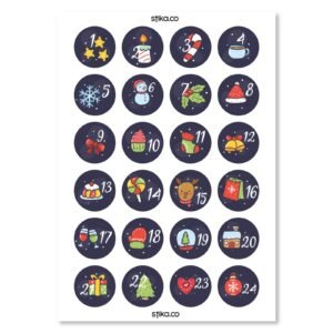 Advent Navy - 40mm Paper Labels - Set of 24 individual numbers