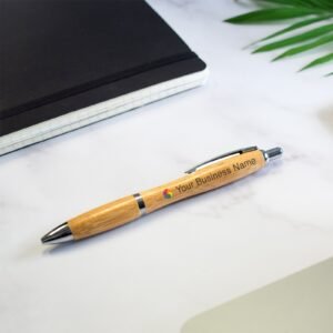 Personalised Bamboo Pen – Customisable Eco-friendly Promotional Pen with Logo & Text Printing, Ideal for Events & Giveaways