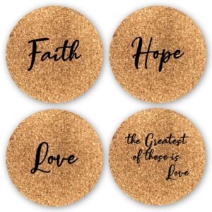 SET OF 4 LOVE Cork Coasters, Wedding gift, Anniversary, Housewarming gift, Valentine's Day, Housewarming gift, Housewares, Kitchenware