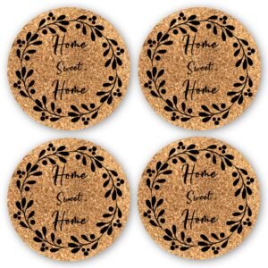 Set of 4 HOME SWEET HOME Cork Coasters, Home decor, Christmas, Anniversary, Valentine's Day, Mother's Day, Housewarming gift, Houseware, Kitchenware