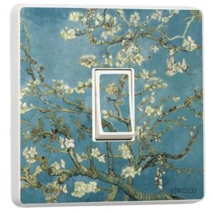 Set of 2 Van Gogh Blossom Light Switch Stickers – Vinyl Single or Double Switch Cover Art Design