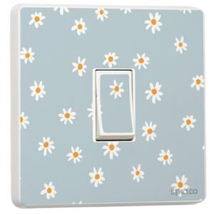 Daisy Pattern Vinyl Light Switch Stickers, Set of 2 – Peel & Stick Decorative Covers for Bedroom, Kids’ Room & Nursery