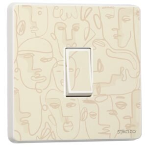Pack of 2 Abstract Face Line, Abstract Art Design for Single Light Switch Cover Vinyl Sticker