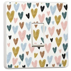 Pack of 2 Hearts Print Light Switch Sticker Vinyl Cover Skin