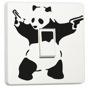 Set of 2 - Banksy Panda Light Switch Sticker: Graffiti Art Vinyl Cover