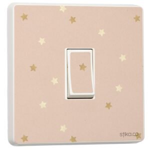 Set of 2 Gold Star Light Switch Stickers – Pink Background Vinyl Single Switch Cover
