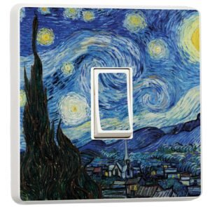Pack of 2 Starry Night, Vincent Van Gogh Art Design for Single Light Switch Cover Vinyl Sticker