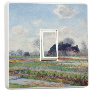 Pack of 2 Tulip Fields, Claude Monet Art Design for Single Light Switch Cover Vinyl Sticker