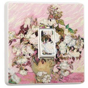 Pack of 2 Vintage Roses, Vincent Van Gogh Art Design for Single Light Switch Cover Vinyl Sticker