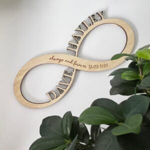 Infinity Sign Personalised Wedding, Anniversary, Laser Cut, Home Decor Wood Plaque, Gift