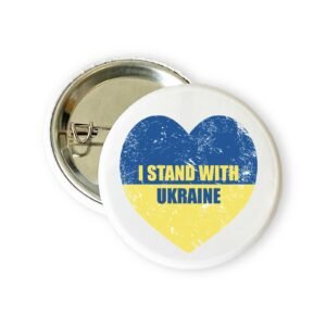 I stand for Ukraine Badge, Pin Button Badge, #istandforukraine, United against war