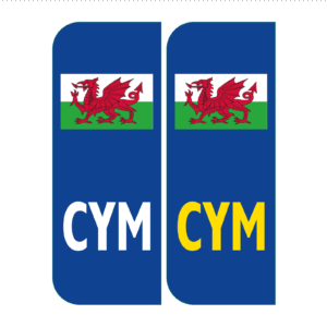 2 CYM Welsh Jack Flag badge Car REFLECTIVE Number Plate Vinyl Stickers