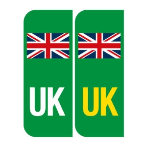 Set of UK Green Electric Vehicle Number Plate Stickers