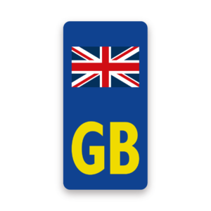Yellow GB Motorcycle Number plate with united Kingdom flag, Self-adhesive Vinyl Sticker