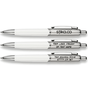 Custom Printed White Chrome Personalised Pens, Ballpoint Promotional Personalised Pens, Office, School, Event with your Custom Text