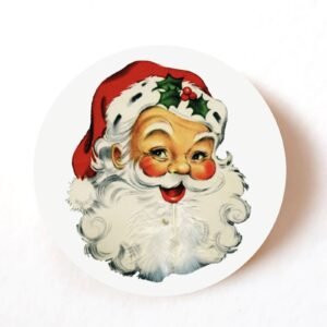 Vintage Father Christmas Stickers - 24-Pack Retro Holiday Paper Labels