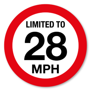 28mph Vehicle Speed Limited to, Self-adhesive Vinyl Sticker Sign