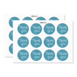 Teal Thank You Stickers – 24-Pack Round Adhesive Labels for Cards, Gifts & Packaging