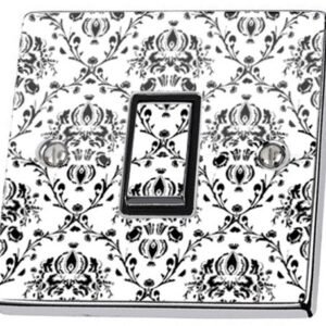 Black & White Vintage floral Design, Single Light Switch Cover Sticker