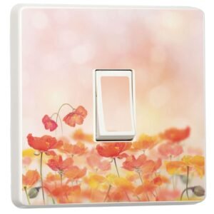 Poppy Blossom Floral Light Switch Cover Sticker – Peel & Stick Vinyl Skin