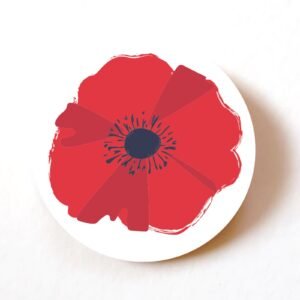 Red Poppy Remembrance Day Stickers – Memorial Paper Labels  –  Pack of 24, 72 or 240