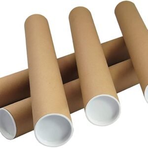 A2 Cardboard Postal Tubes with plastic end caps, 448mm x 50.8mm x 50.8mm