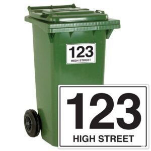 Pack of 4 Custom Bin number stickers, White Self-adhesive Vinyl